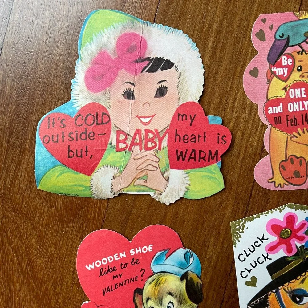 Five (5) Vintage Valentine Exchange Cards